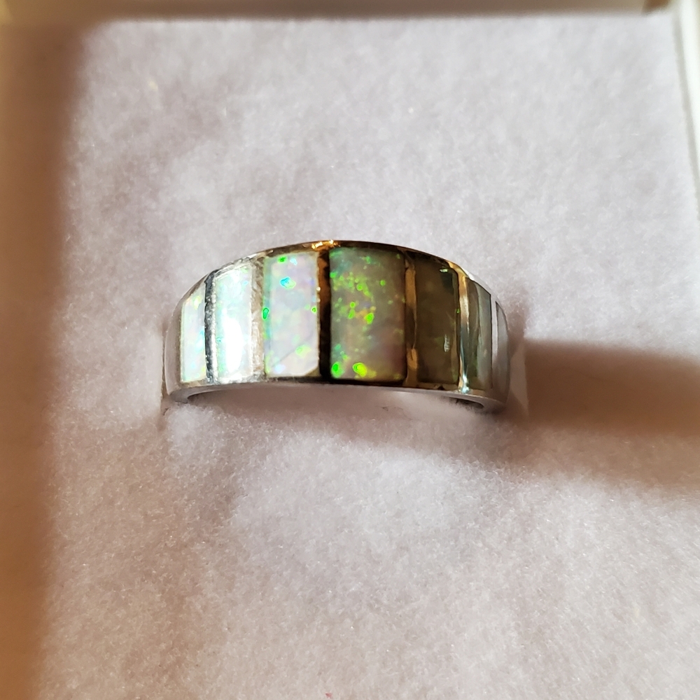 Sterling Ethiopian Opal Ring 7